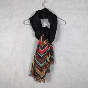 Gena Scarf Aztec Print Ends Black Body 72" x 44"